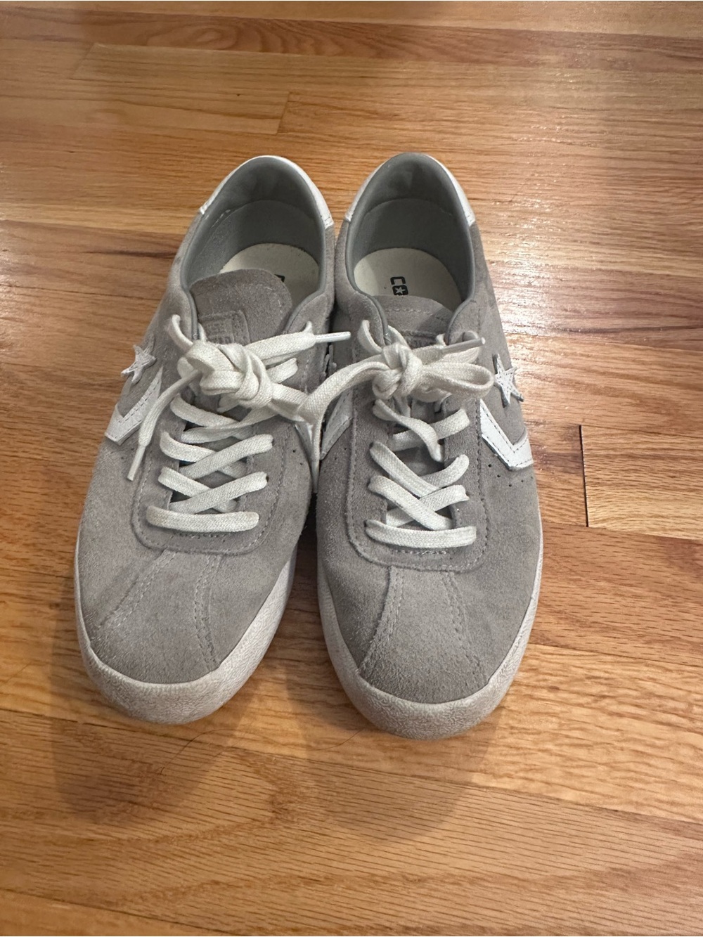 Converse Suede Low-Top Sneakers in Light Gray and White